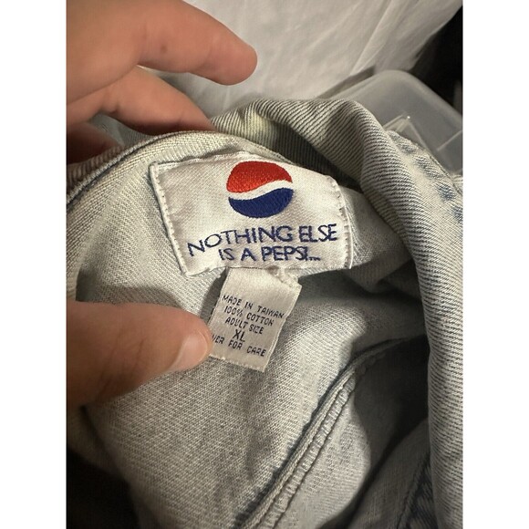 Vintage 90s Pepsi Jean Jacket Denim Blue Trucker Light Wash - Picture 5 of 5